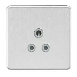 Knightsbridge SF5ABCG 5A 1-Gang Unswitched Socket Brushed Chrome with Colour-Matched Inserts