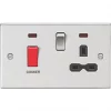 Knightsbridge CS83BC 45 & 13A 2-Gang DP Cooker Switch & 13A DP Switched Socket Brushed Chrome with LED with Black Inserts -Chrome Switches & Sockets Sales 236TY P