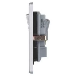 Schneider Electric Ultimate Low Profile 13A 1-Gang SP Switched Plug Socket Brushed Chrome with Black Inserts -Chrome Switches & Sockets Sales 2375J A2