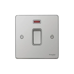 Schneider Electric Ultimate Low Profile 20AX 1-Gang DP Control Switch Polished Chrome with Neon with White Inserts 4 Schneider Electric Ultimate Low Profile 20AX 1-Gang DP Control Switch Polished Chrome with Neon with White Inserts - Image 2