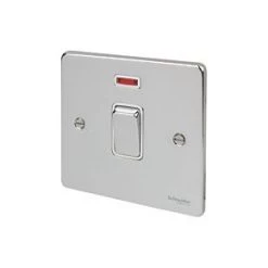 Schneider Electric Ultimate Low Profile 20AX 1-Gang DP Control Switch Polished Chrome with Neon with White Inserts