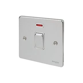 Schneider Electric Ultimate Low Profile 20AX 1-Gang DP Control Switch Polished Chrome with Neon with White Inserts 3 Schneider Electric Ultimate Low Profile 20AX 1-Gang DP Control Switch Polished Chrome with Neon with White Inserts