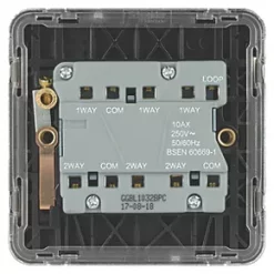 Schneider Electric Lisse Deco 10AX 3-Gang 2-Way Light Switch Polished Chrome with Black Inserts -Chrome Switches & Sockets Sales 239FF A3