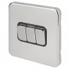 Schneider Electric Lisse Deco 10AX 3-Gang 2-Way Light Switch Polished Chrome with Black Inserts -Chrome Switches & Sockets Sales 239FF P