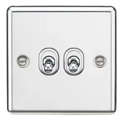Knightsbridge CLTOG2PC 10AX 2-Gang 2-Way Light Switch Polished Chrome