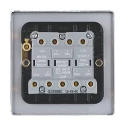 Schneider Electric Ultimate Low Profile 16AX 3-Gang 2-Way Light Switch Brushed Chrome with Black Inserts -Chrome Switches & Sockets Sales 2405J A3