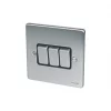 Schneider Electric Ultimate Low Profile 16AX 3-Gang 2-Way Light Switch Brushed Chrome with Black Inserts -Chrome Switches & Sockets Sales 2405J P