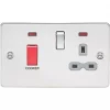 Knightsbridge FPR8333NPCG 45 & 13A 2-Gang DP Cooker Switch & 13A DP Switched Socket Polished Chrome with LED with Colour-Matched Inserts -Chrome Switches & Sockets Sales 257TY P