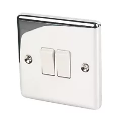 LAP 10AX 2-Gang 2-Way Light Switch Polished Chrome with White Inserts