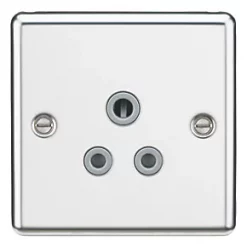 Knightsbridge CL5APCG 5A 1-Gang Unswitched Socket Polished Chrome with Colour-Matched Inserts