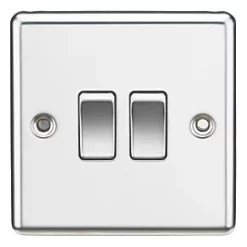 Knightsbridge CL3PC 10AX 2-Gang 2-Way Light Switch Polished Chrome