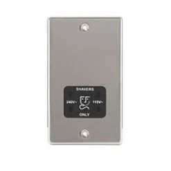 LAP 2-Gang Dual Voltage Shaver Socket 115 / 230V Polished Chrome with Black Inserts 9 LAP 2-Gang Dual Voltage Shaver Socket 115 / 230V Polished Chrome with Black Inserts -Chrome Switches & Sockets Sales 27040 A2