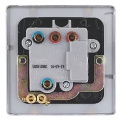 Schneider Electric Ultimate Low Profile 13A Switched Fused Spur Brushed Chrome with Black Inserts -Chrome Switches & Sockets Sales 2721J A3