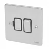 Schneider Electric Ultimate Low Profile 13A Switched Fused Spur Brushed Chrome with Black Inserts -Chrome Switches & Sockets Sales 2721J P