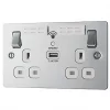 LAP 13A 2-Gang SP Switched Wi-Fi Extender Socket + 2.1A 1-Outlet Type A USB Charger Polished Chrome with White Inserts -Chrome Switches & Sockets Sales 280HF P