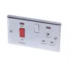 LAP 45A 2-Gang DP Cooker Switch & 13A DP Switched Socket Polished Chrome with Neon with White Inserts -Chrome Switches & Sockets Sales 28186 P