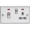Knightsbridge CL83MNPCG 45 & 13A 2-Gang DP Cooker Switch & 13A DP Switched Socket Polished Chrome with LED with Colour-Matched Inserts -Chrome Switches & Sockets Sales 286TY P