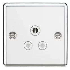 Knightsbridge CL5APCW 5A 1-Gang Unswitched Socket Polished Chrome with White Inserts