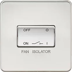 Knightsbridge SF1100PC 10AX 1-Gang TP Fan Isolator Switch Polished Chrome