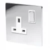 LAP 13A 1-Gang DP Switched Plug Socket Polished Chrome with White Inserts -Chrome Switches & Sockets Sales 29779 P
