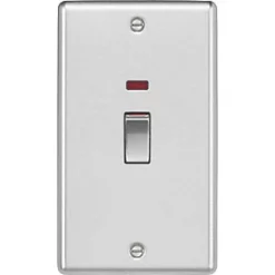 Knightsbridge CL82MNBC 45A 2-Gang DP Control Switch Brushed Chrome with LED