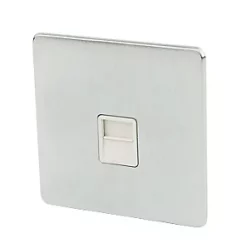 Crabtree Platinum Slave Telephone Socket Brushed Chrome with White Inserts