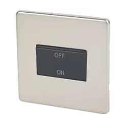 Varilight 10AX 1-Gang 3-Pole Fan Isolator Switch Satin Chrome with Black Inserts