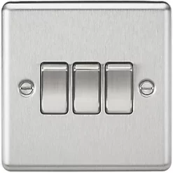 Knightsbridge CL4BC 10AX 3-Gang 2-Way Light Switch Brushed Chrome