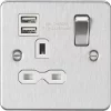 Knightsbridge FPR9124BCW 13A 1-Gang SP Switched Socket + 2.1A 2-Outlet Type A USB Charger Brushed Chrome with White Inserts 1 Knightsbridge FPR9124BCW 13A 1-Gang SP Switched Socket + 2.1A 2-Outlet Type A USB Charger Brushed Chrome with White Inserts -Chrome Switches & Sockets Sales 313TX P