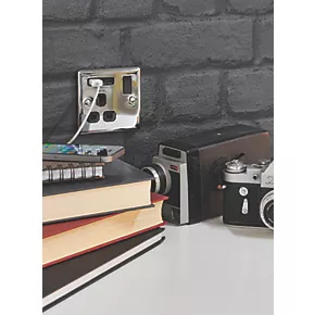 LAP 13A 1-Gang SP Switched Socket + 2.1A 2-Outlet Type A USB Charger Polished Chrome with Black Inserts 4 LAP 13A 1-Gang SP Switched Socket + 2.1A 2-Outlet Type A USB Charger Polished Chrome with Black Inserts - Image 2