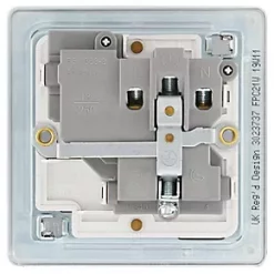 LAP 13A 1-Gang DP Switched Socket Polished Chrome with White Inserts -Chrome Switches & Sockets Sales 322KJ A3