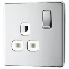 LAP 13A 1-Gang DP Switched Socket Polished Chrome with White Inserts -Chrome Switches & Sockets Sales 322KJ P