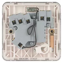 Schneider Electric Lisse Deco 13A Switched Fused Spur with LED Polished Chrome with White Inserts -Chrome Switches & Sockets Sales 325FF A3