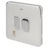 Schneider Electric Lisse Deco 13A Switched Fused Spur with LED Polished Chrome with White Inserts -Chrome Switches & Sockets Sales 325FF P