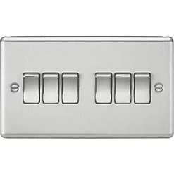 Knightsbridge CL42BC 10AX 6-Gang 2-Way Light Switch Brushed Chrome