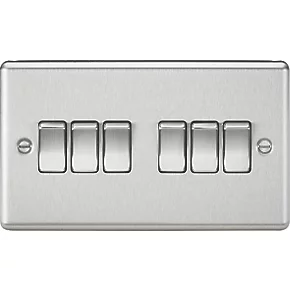 Knightsbridge CL42BC 10AX 6-Gang 2-Way Light Switch Brushed Chrome 3 Knightsbridge CL42BC 10AX 6-Gang 2-Way Light Switch Brushed Chrome