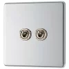 LAP 20A 16AX 2-Gang 2-Way Light Switch Polished Chrome -Chrome Switches & Sockets Sales 345KJ P