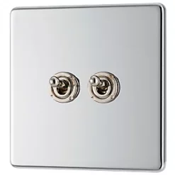 LAP 20A 16AX 2-Gang 2-Way Light Switch Polished Chrome