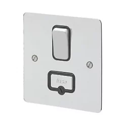 MK Edge 13A Switched Fused Spur Polished Chrome with Black Inserts