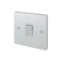 Schneider Electric Ultimate Low Profile 16AX 1-Gang Intermediate Switch Brushed Chrome with White Inserts