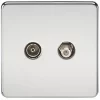 Knightsbridge SF0140PC Isolated Coaxial TV & F-Type Satellite Socket Polished Chrome -Chrome Switches & Sockets Sales 365TY P