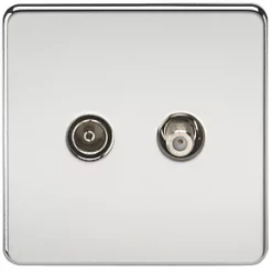 Knightsbridge SF0140PC Isolated Coaxial TV & F-Type Satellite Socket Polished Chrome