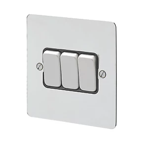 MK Edge 10AX 3-Gang 2-Way Switch Polished Chrome with Black Inserts 3 MK Edge 10AX 3-Gang 2-Way Switch Polished Chrome with Black Inserts