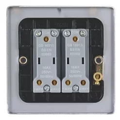 Schneider Electric Ultimate Low Profile 16AX 2-Gang 2-Way Light Switch Brushed Chrome with Black Inserts -Chrome Switches & Sockets Sales 3813J A2