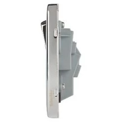 Schneider Electric Lisse Deco 13A 1-Gang DP Switched Plug Socket Polished Chrome with Black Inserts -Chrome Switches & Sockets Sales 381FF A2