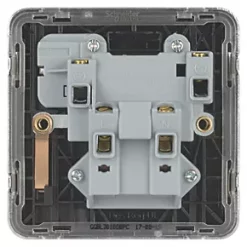 Schneider Electric Lisse Deco 13A 1-Gang DP Switched Plug Socket Polished Chrome with Black Inserts -Chrome Switches & Sockets Sales 381FF A3