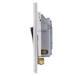 Schneider Electric Ultimate Low Profile 13A Switched Fused Spur with Neon Polished Chrome with White Inserts -Chrome Switches & Sockets Sales 3858J A2