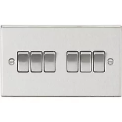 Knightsbridge CS42BC 10AX 6-Gang 2-Way Light Switch Brushed Chrome
