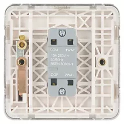 Schneider Electric Lisse Deco 10A 1-Gang 2-Way Retractive Switch Polished Chrome with White Inserts -Chrome Switches & Sockets Sales 395FF A3