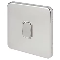 Schneider Electric Lisse Deco 10A 1-Gang 2-Way Retractive Switch Polished Chrome with White Inserts